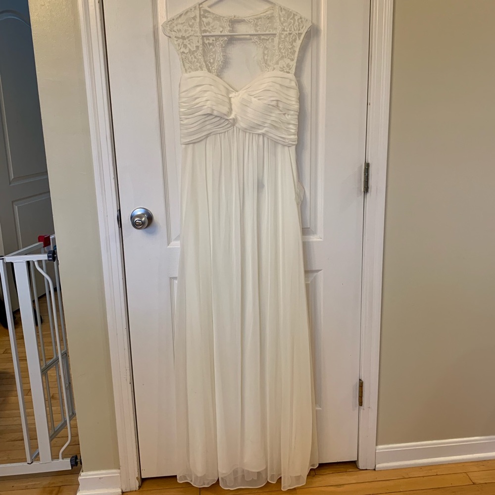IVORY PinkBlush Maternity Lace Accent Chiffon Gown